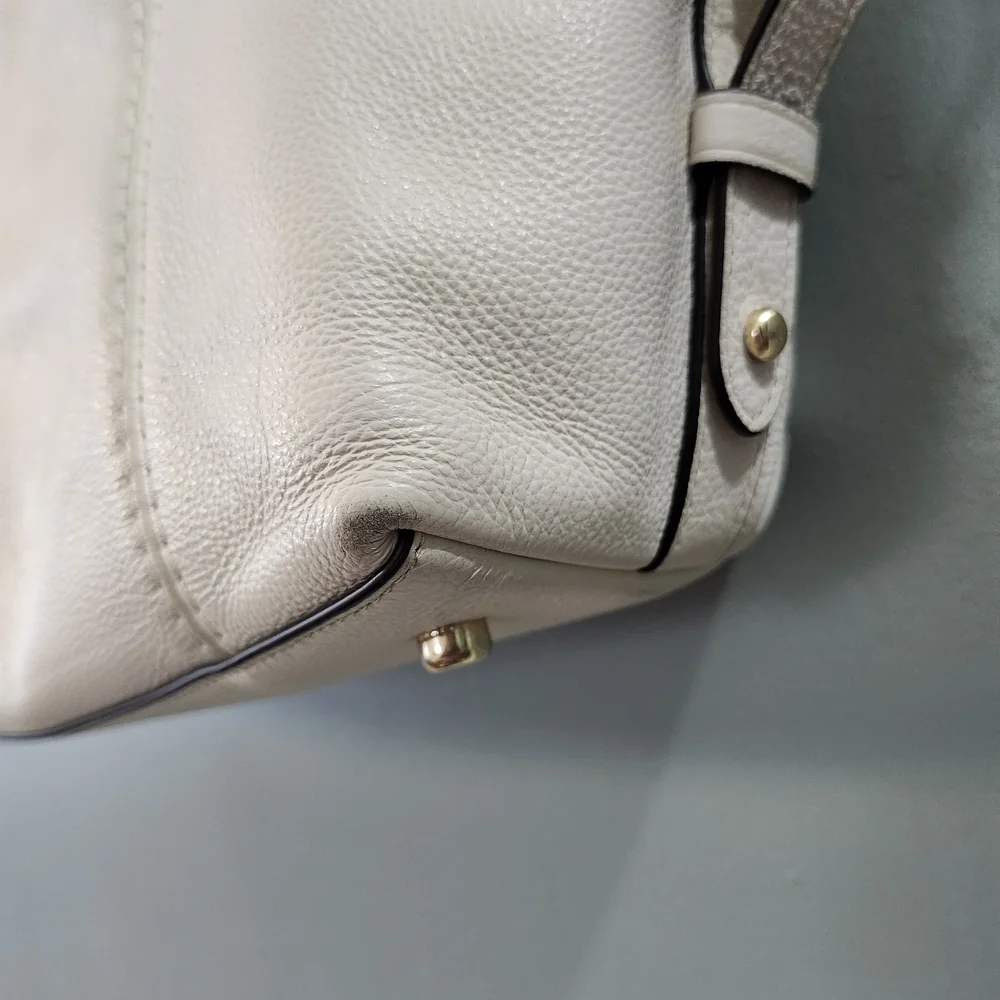 Coach Ivory Leather Tote with Gold Accents
